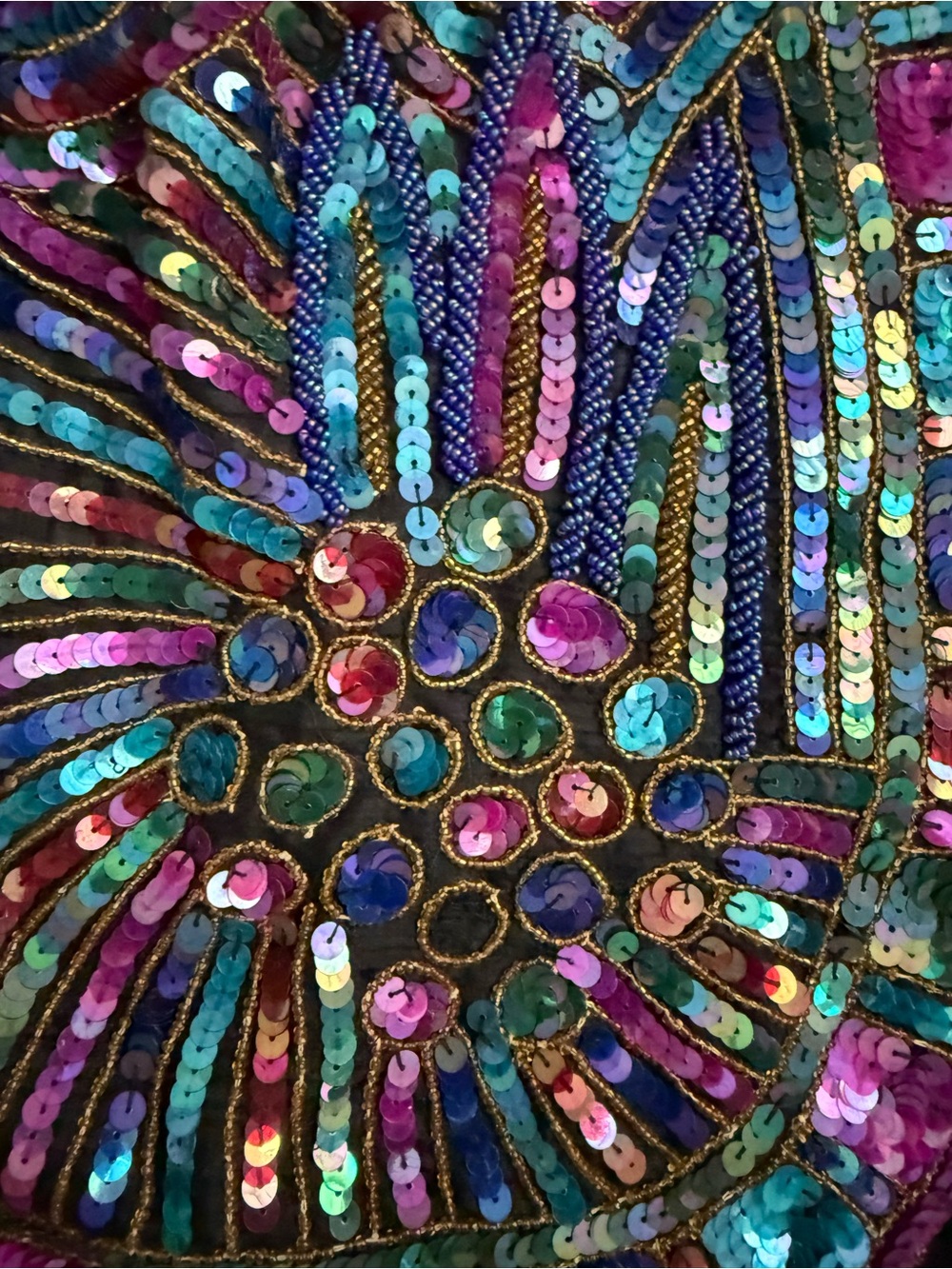 Vintage Joan Leslie Studio Silk Beaded Sequin Cropped Jacket Black Jewel Tone - Picture 6 of 13